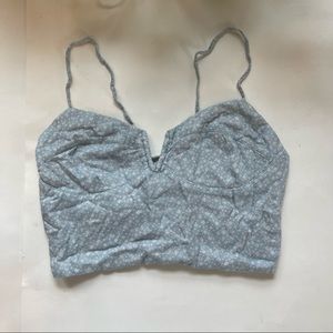 Urban Outfitters Light Blue Floral Tie Crop Top